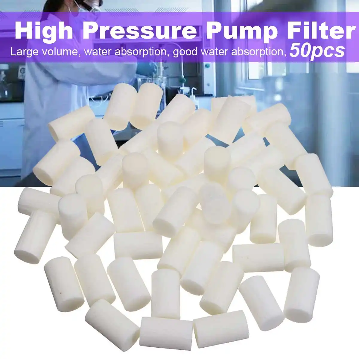 

New 50pcs High Pressure Pump Filter Element Refill 30MPa 35*20mm White Fiber Cotton Filters For Air Compressor System