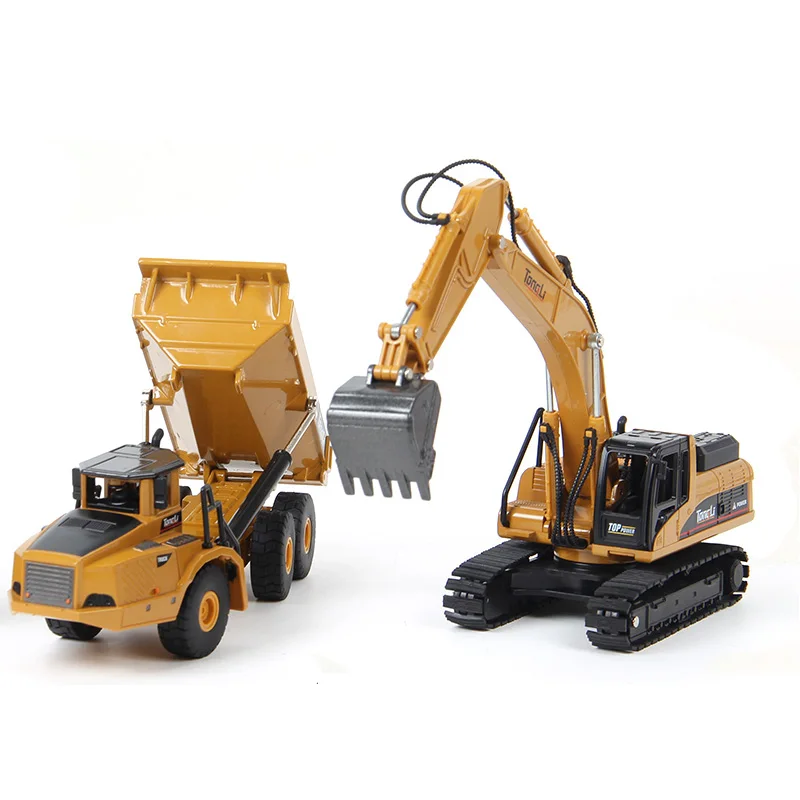 TongLi Alloy metals Toys 1:50 Scale excavating machine wheel loader  truck Engineering technical vehicle set Boys Christmas Gift 22