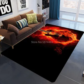 

3D Printing Bedroom Area Rugs Flame Skull Gothic Large Size Carpets Modern Halloween Party Anti-slip Floor Rug Home Decor Mats