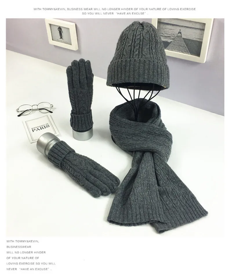 Зимние аксессуары для девочек, женская шапка и шарф, комплект для женщин, шапка и перчатки, шарф, шапка, варежки, набор