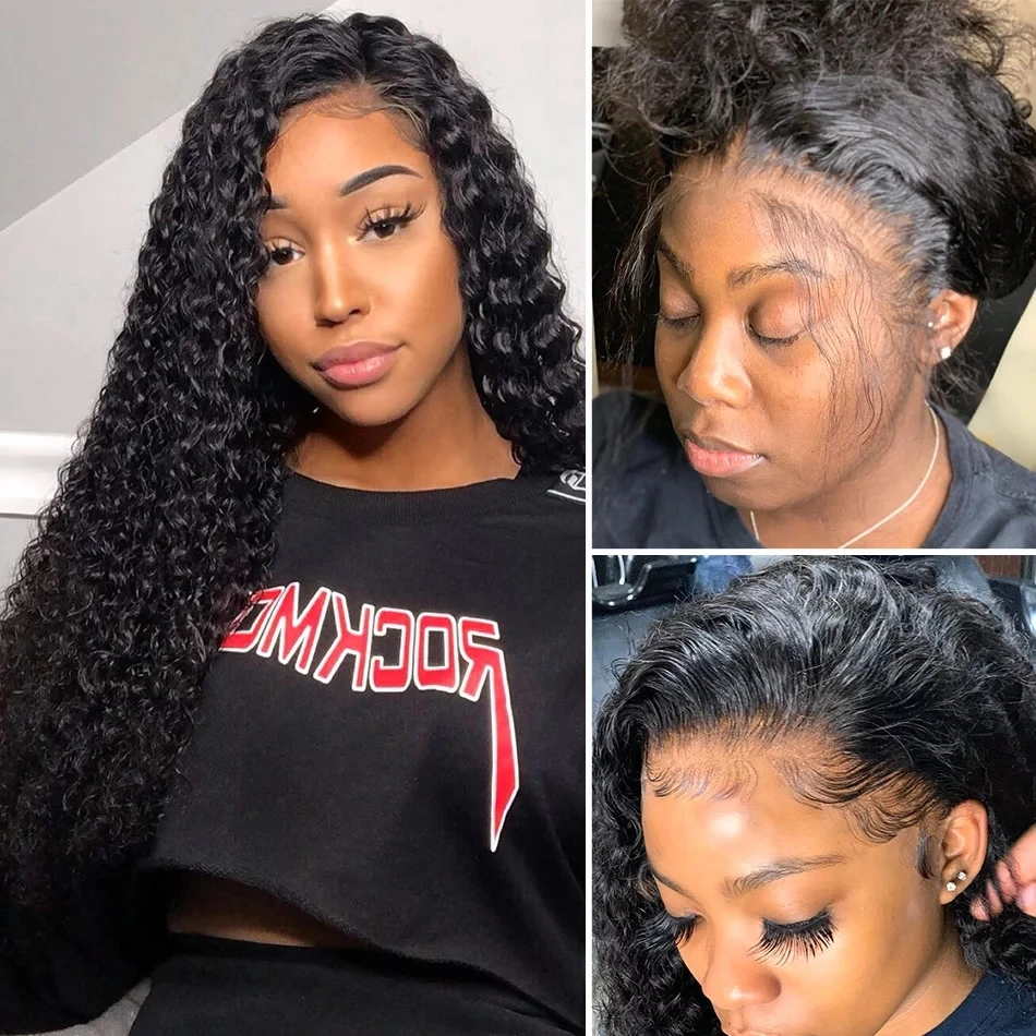 34'' Deep Wave 180 13x6 HD Lace Frontal Human Hair Wig Pre Plucked