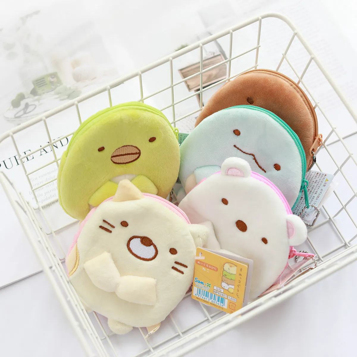 Plush Toys Plush Coin Purse 1pc Sumikko Gurashi Plush Purse Toy Cartoon Stuffed Dolls for Kids girl Gift Coin Storage Purse Plush Wallet Hang Pendant