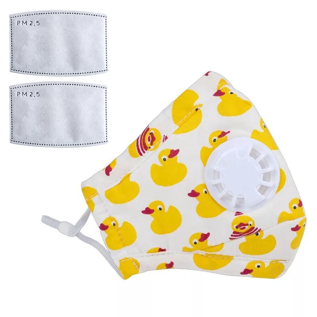 

Cute PM2.5 Washable Mouth Mask With Valve Kids Children Anti Haze Dust Mask Nose Filter Face Muffle Respirator with 2 Filter