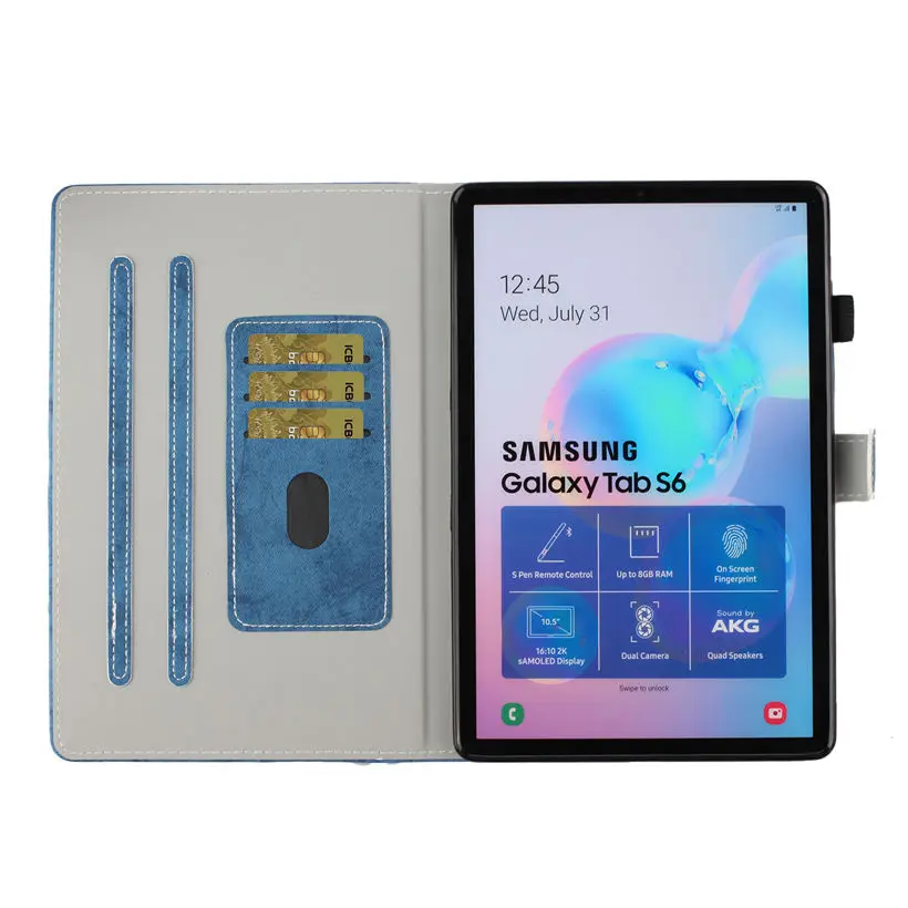 Чехол для Samsung Galaxy Tab S6 10,5 SM-T860 SM-T865 T860 10," чехол Funda чехол для планшета подставка оболочка Капа+ пленка+ ручка