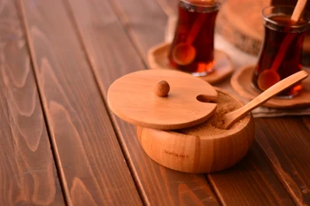 

Gocce 3 Pcs Sugar Bowl Large | Environmentally Friendly Bamboo | Home--Tea-SugarBowl | Made in Turkey