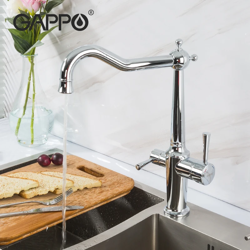 Хромированный смеситель GAPPO поворотный кран с фильтром для кухонной