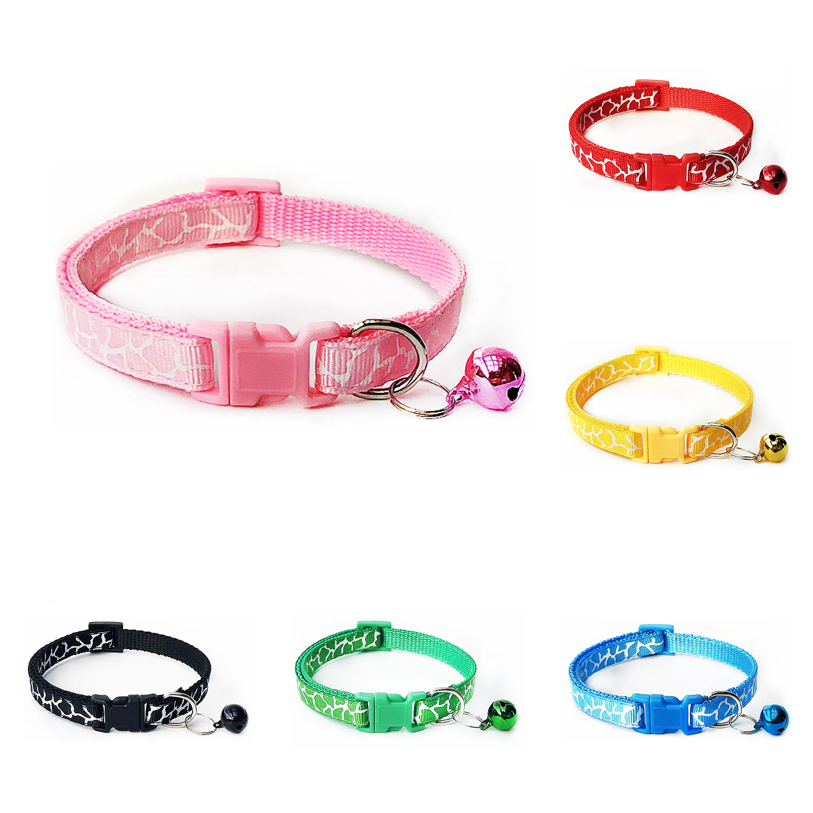 Collar de leopardo con cascabel para mascotas, Collar de nailon y poliéster con hebilla ajustable para cachorros