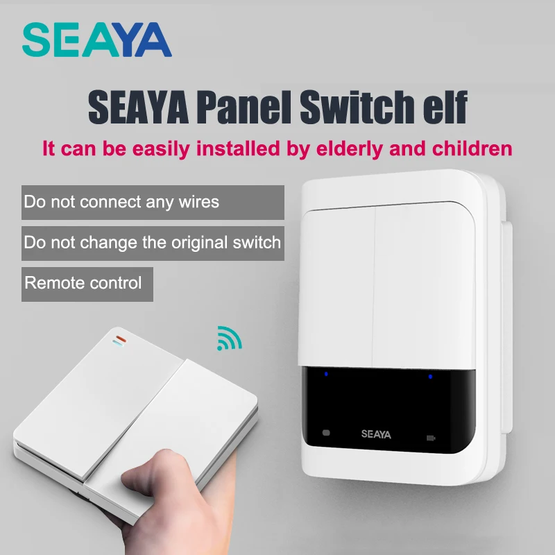SEAYA Smart Switch Bot Wireless Remote Control Switch Dual Control Wiring-Free Remote Control Automatically Turn Off Lights