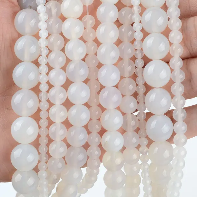 Natural Stone Beads 4-10mm Aquamarines Lava Opal Rose Quartzs Tiger Eye Moonstone Round Beads for Jewelry Making Diy Bracelet White Agate