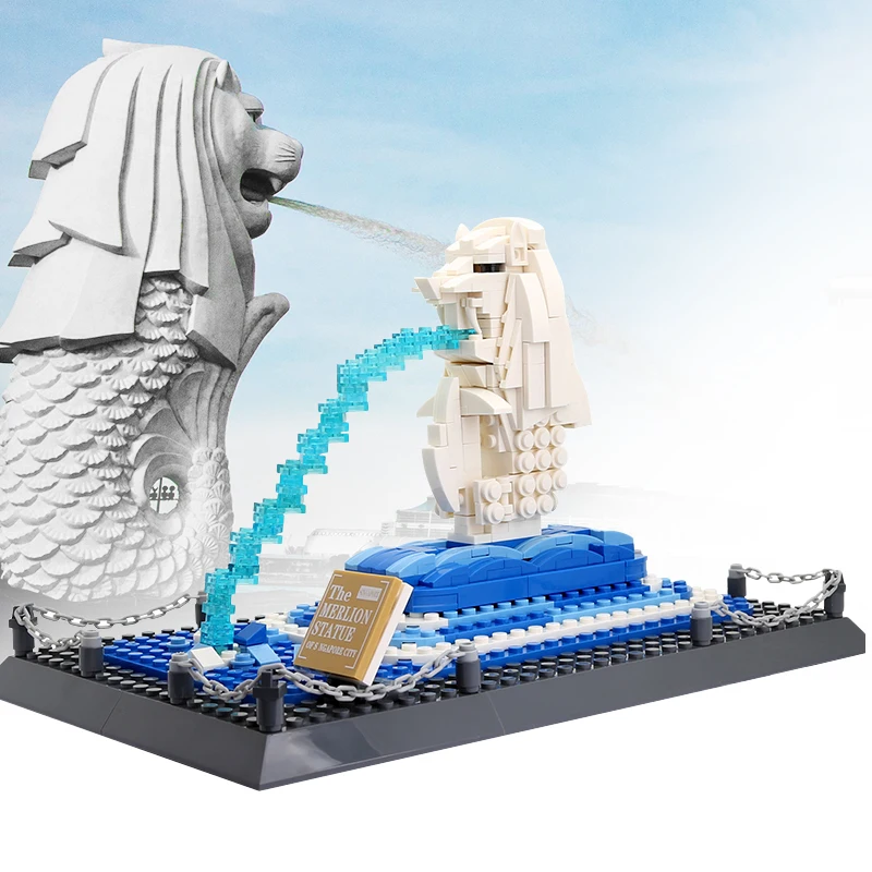 

503Pcs Merlion Statue DIY Assembly Bricks World Famous Architecture Diamond Building Blocks Construction Block Educational Toy