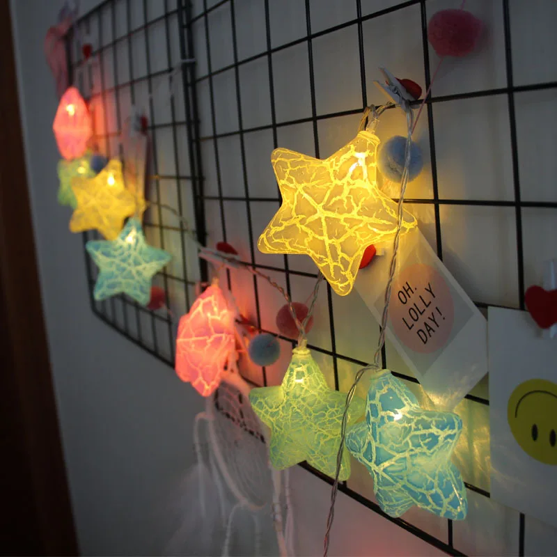 

New Style LED String Lights Crack Cloud Five-pointed Star Wine Bottle Lighting Chain INS Hot Selling Amazon AliExpress Export He