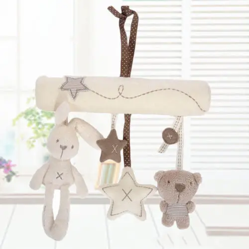 Креативная детская колыбель, милый кролик, детская музыкальная подвесная кровать, безопасное сиденье, плюшевая игрушка, ручной Колокольчик, многофункциональные плюшевые игрушки - Цвет: Белый