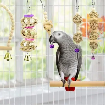

9 Pcs toys for birds Parrot Swing Chewing wooden stand Hanging Perch Hammock Climbing Ladder Bird Cage for Love Birds Finches