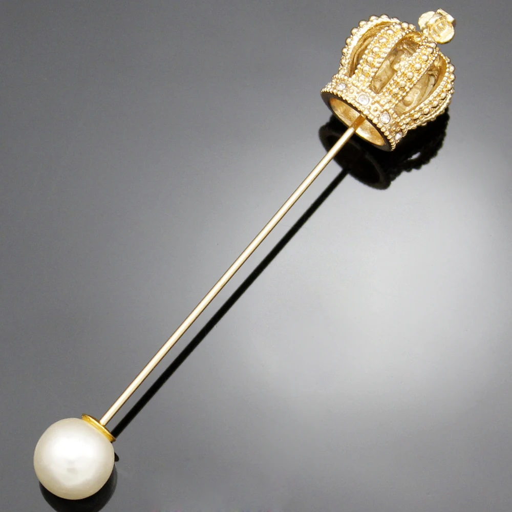 

Jewelry Queen Gold Royal Crown Tiara Cross Lapel Stick Pin Pins Tie Hat Scarf Badge Brooches Enamel Pearl Men Cross Boutonniere