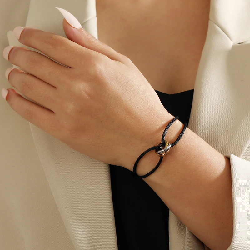 Simple Unisex Bracelet 3 Metal Round