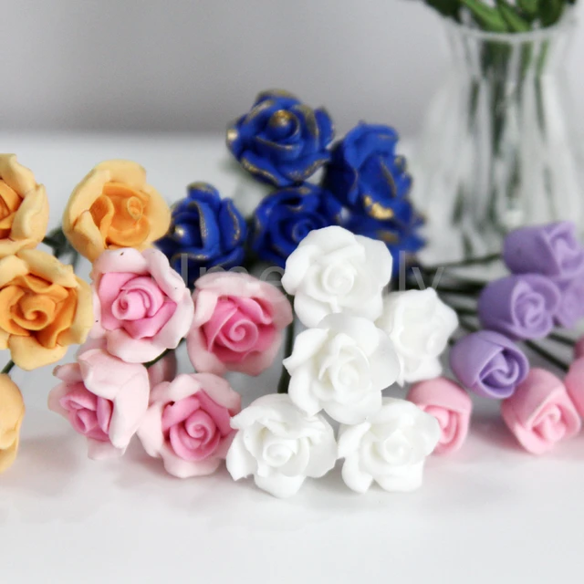 1/12 Lovely Miniature Dollhouse Daisy Flower Mini Rose Vase for Barbies Blyth Doll House Furniture Decoration Accessories 4