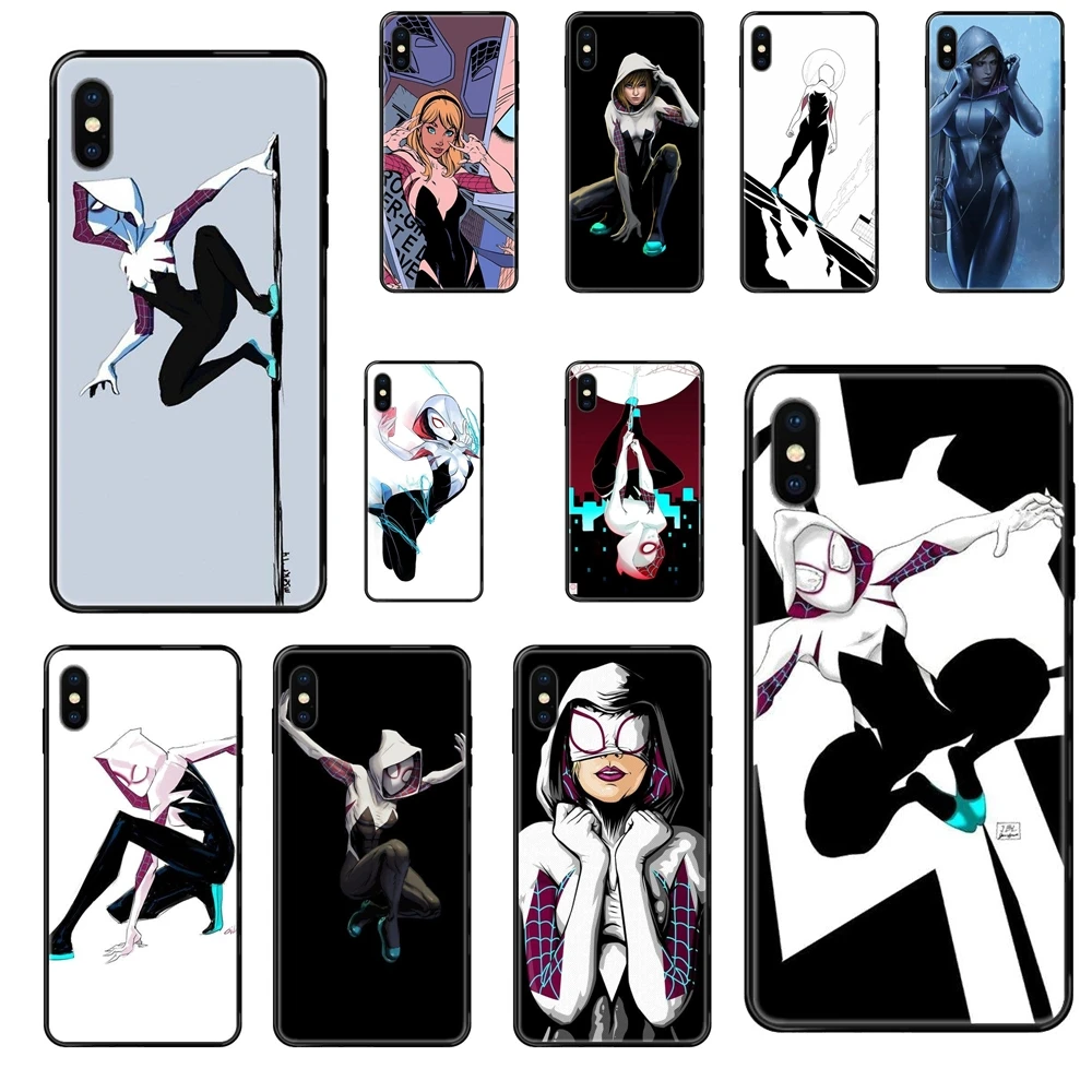 Les Meilleurs For Samsung Galaxy Note 4 8 9 10 20 Plus Pro Ultra J6 J7 J8 M30s M80s 2017 2018 Comics Spider Gwen Black Soft | Мобильные