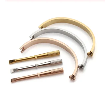 

Fashion Stainless Steel Horizontal Line screwdriver Screw Lover Bracelets Femme Crystal Bracelet Bangles For Women Men Pulseiras