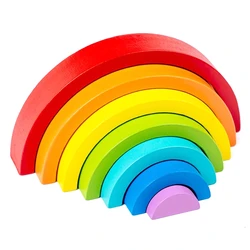 Bebê de madeira arco íris blocos de construção montessori criativo empilhamento equilíbrio brinquedo crianças cor educacional cognitivo empilhador presente do bebê