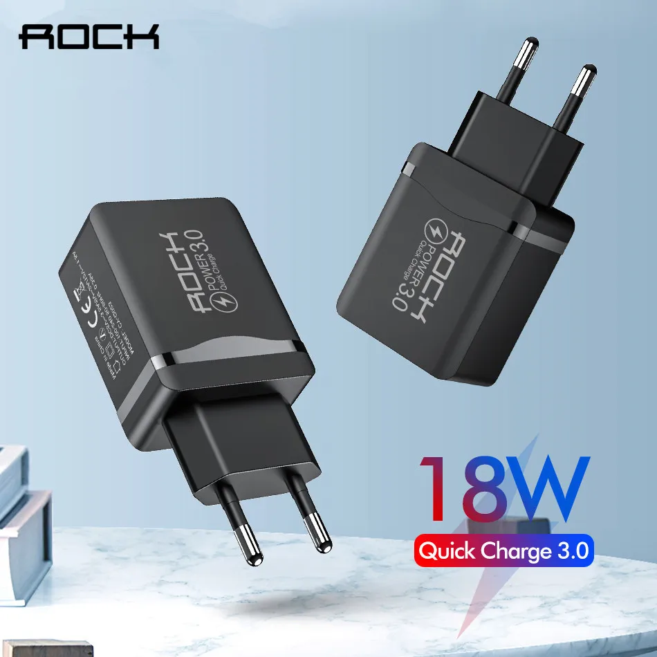 Rock USB зарядное устройство 18 Вт QC 3 0 быстрое для телефона быстрая зарядка iPhone X XR 7