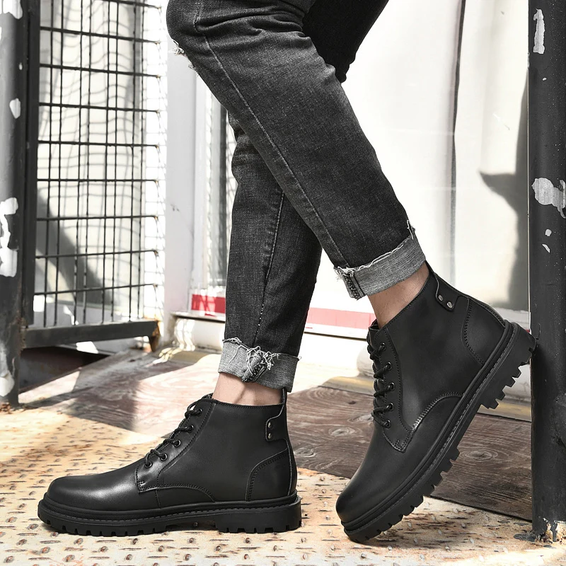 

Natural Leather Short Plush Boots Men Warm Non-Slip Ankle Snow Boots Shoes Comfort Non-Slip Wear-resistant Autumn Winter Shoes