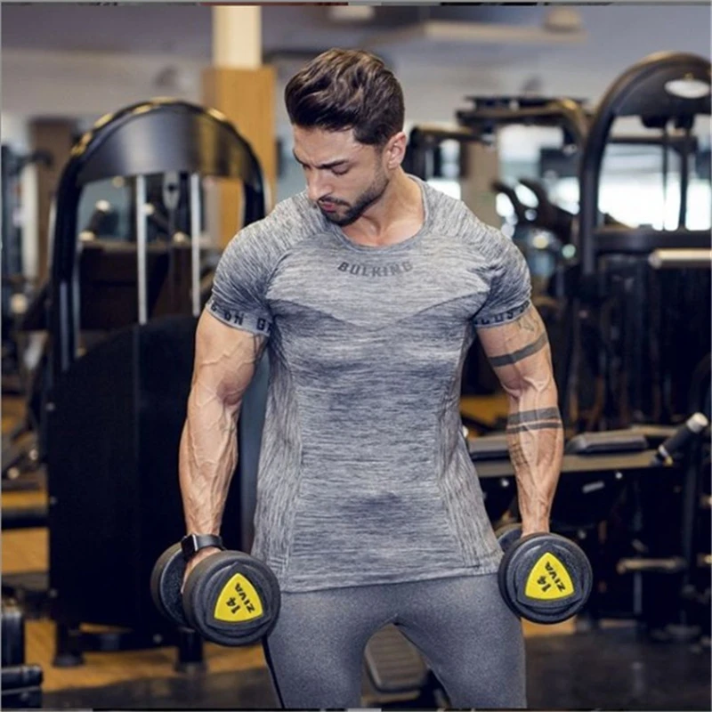 Men's Short sleeve Quick drying t shirt sports style raglan sleeve casual fashion clothing Slim fit elasticity male Fitness tees