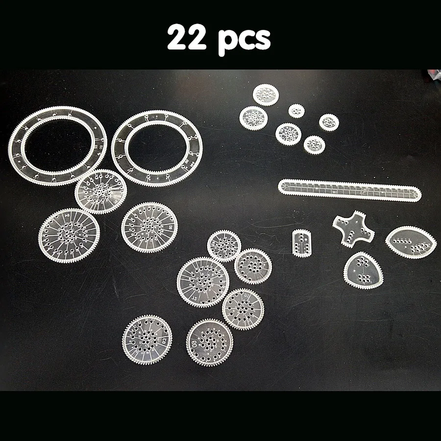 Spirographe enfants dessin 22 шт. аксессуары краски окраски игровой набор игрушек, спиральные конструкции Блокировка шестерни и колеса игрушки для рисования
