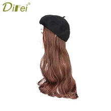 DIFEI длинный волнистый синтетический парик из волос с шляпой высокая термостойкость парики для черных женщин повседневная одежда