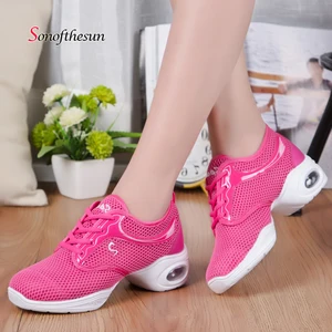 Women's Dance Shoes Net Cloth Breathable Jazz Ballet Dance Shoes Sports Air Cushion Soft Sole Shoes Women Modern Dance Sneakers