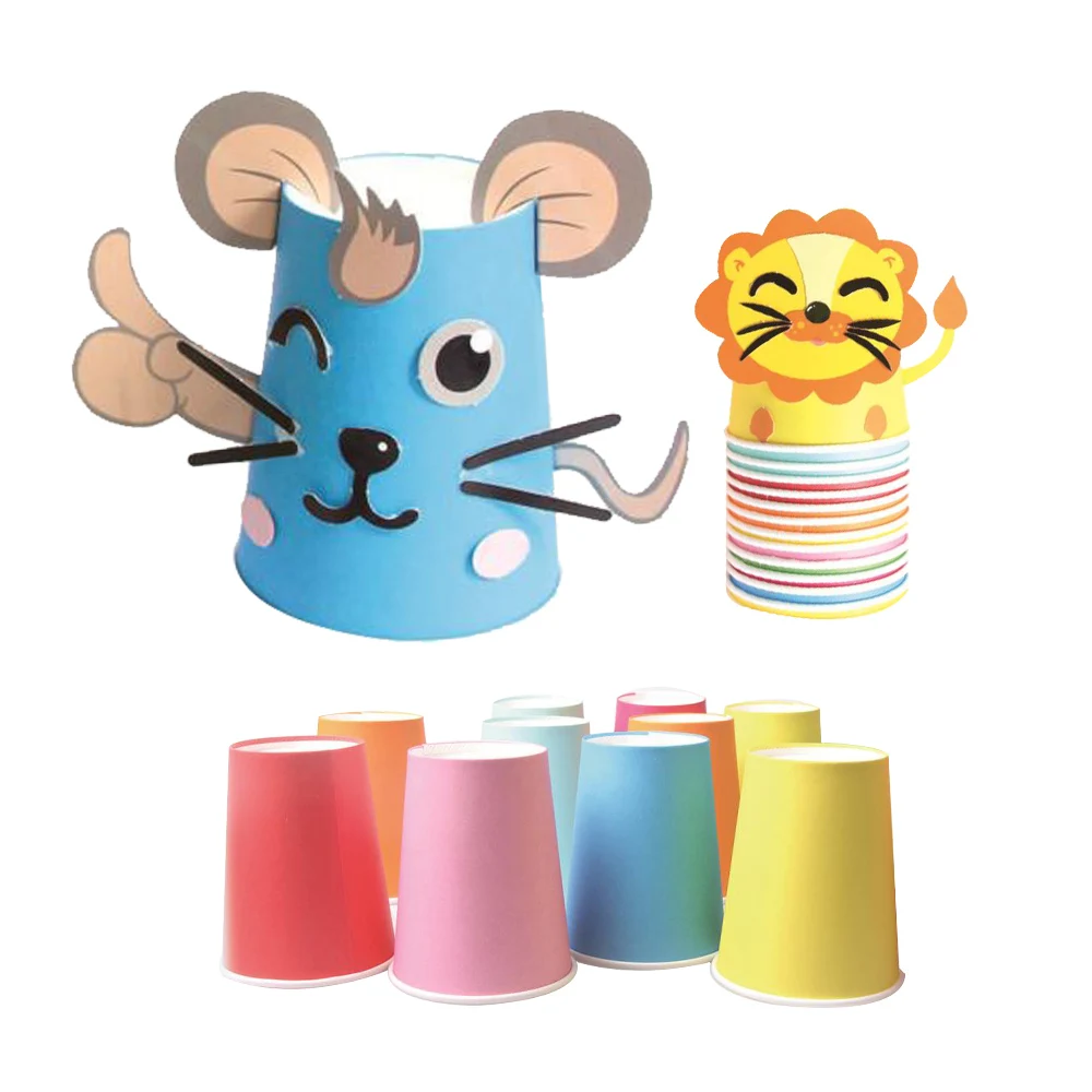

12 Animals Paper Cup art Craft DIY Craft Kits Paper Art Training Early Educational Playing Creative pasteToys Kids