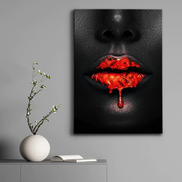 Lips of Urban Art: Graffiti Style Red Lipstick Drip Poster for