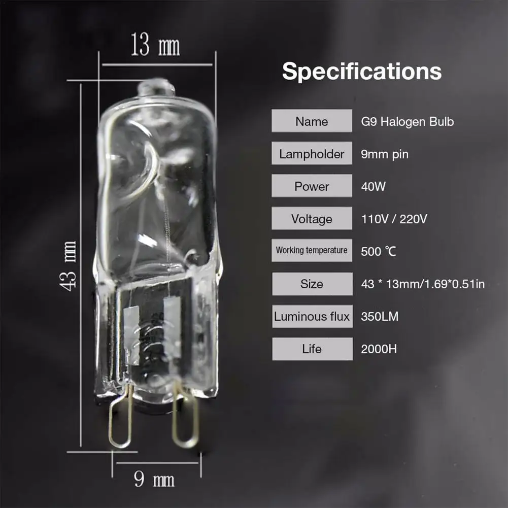 Oven Light Bulb 40W G9 High Temperature Bulb Steamer Light G9 Oven Lighting 110-130V / 220-240V