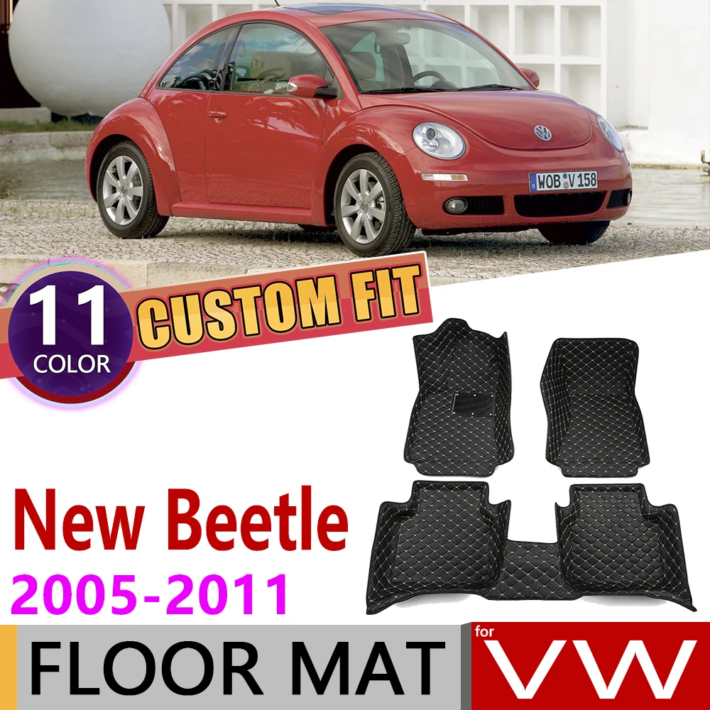 Индивидуальный автомобильный кожаный коврик для Volkswagen VW New Beetle Bjalla 2005~ 2011 5 мест, коврик для ног, аксессуары для ковров 2006 2007 2008