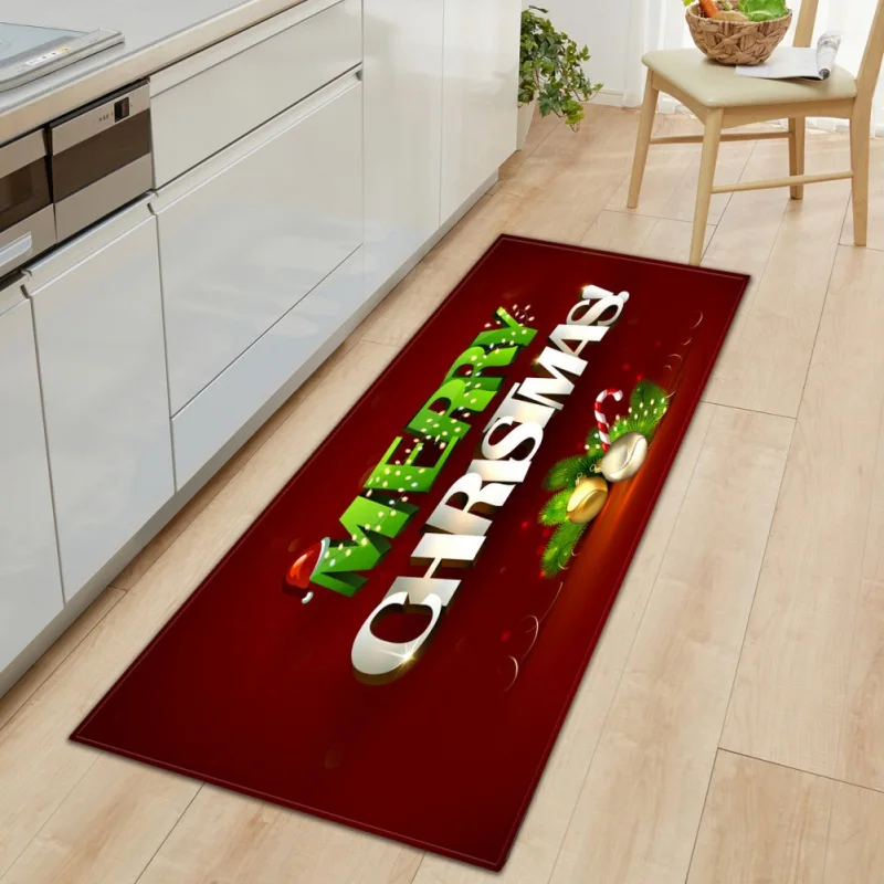 3D Рождественский узор, Прямоугольный Коврик для кухни, гостиной, Декоративный Напольный коврик, Нескользящие ковры, Рождественское украшение для дома, напольный коврик - Цвет: A