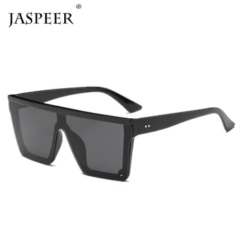 

JASPEER Male Flat Top Sunglasses Men Brand Black Square Shades UV400 Gradient Sun Glasses For Men Cool One Piece Designer