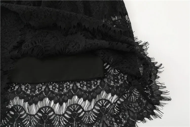 Осенняя новая стильная юбка с защитой от воздействия кружевное платье с ресницами универсальная черная юбка