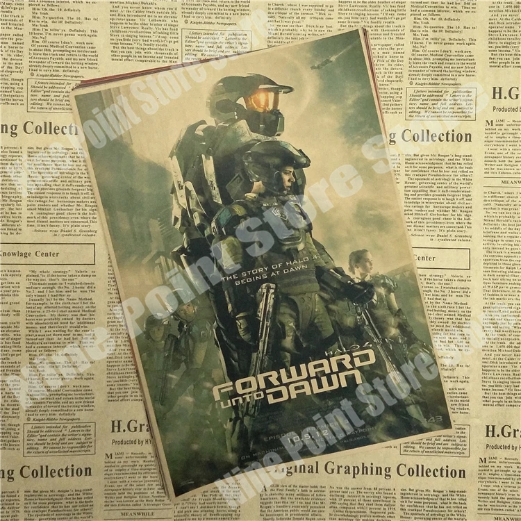 Halo Классический игровой плакат на крафт-бумаге Бар Кафе гостиная столовая