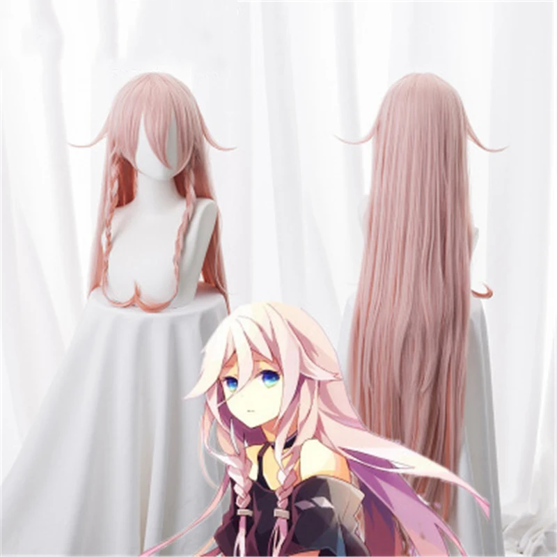

VOCALOID3 Library Ia Cosplay Wigs Ia Pink Long Hair with Braids Wig Halloween Carnival Anime Costume Props Wig for Women