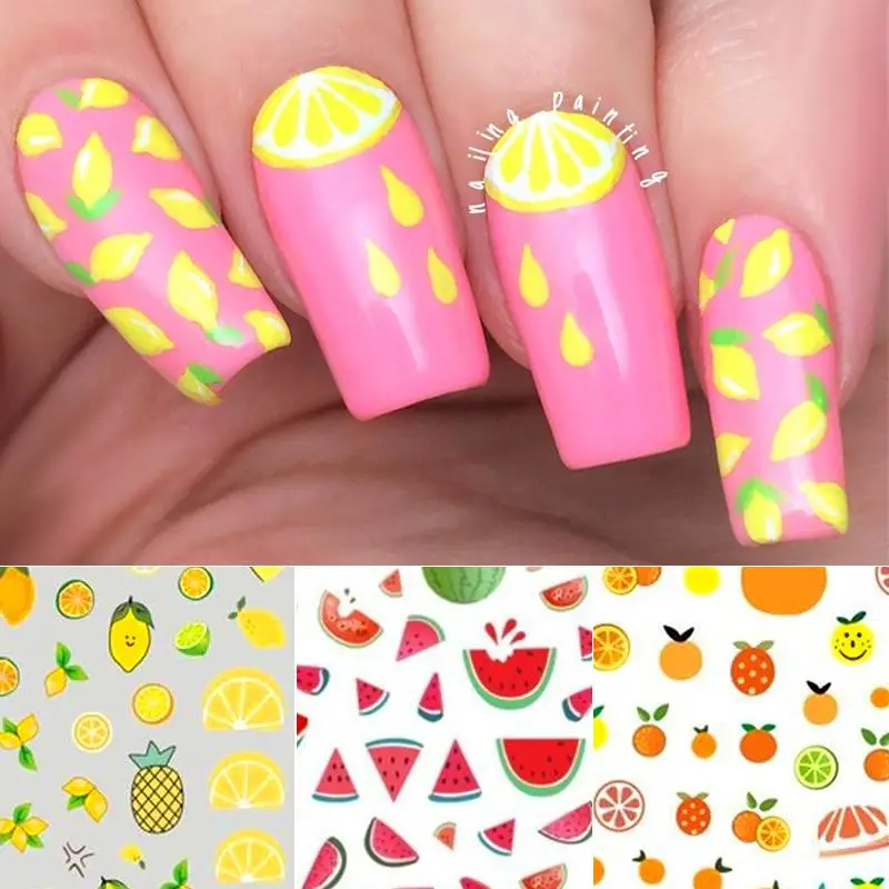 1PC Summer 3D Nail Sticker Fruits Watermelon/Orange/Cherry Art Transfer Stickers Decals Slider DIY Rainbow Decorations | Красота и