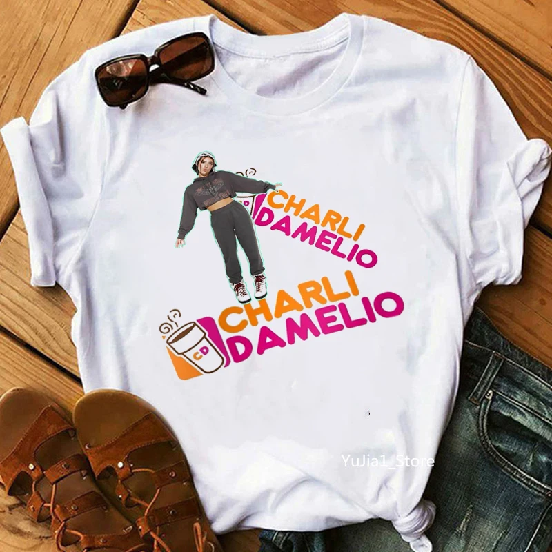 Женская одежда Charli Damelio Coffee футболки с графическим принтом женская футболка