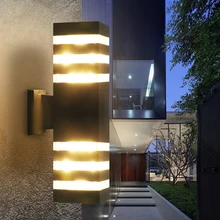 E27 металлический внутренний цилиндр Наружное освещение Настенный светильник вверх вниз Наружное Декоративное бра крыльцо Двойная Головка водонепроницаемый 10 Вт Led