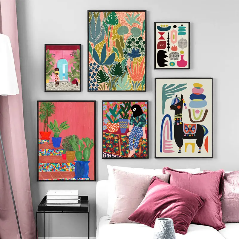 Moderno multicolore astratto giardino piante arte della parete tela pittura immagini poster e stampe galleria corridoio unico decorazioni per la casa - immagine 2