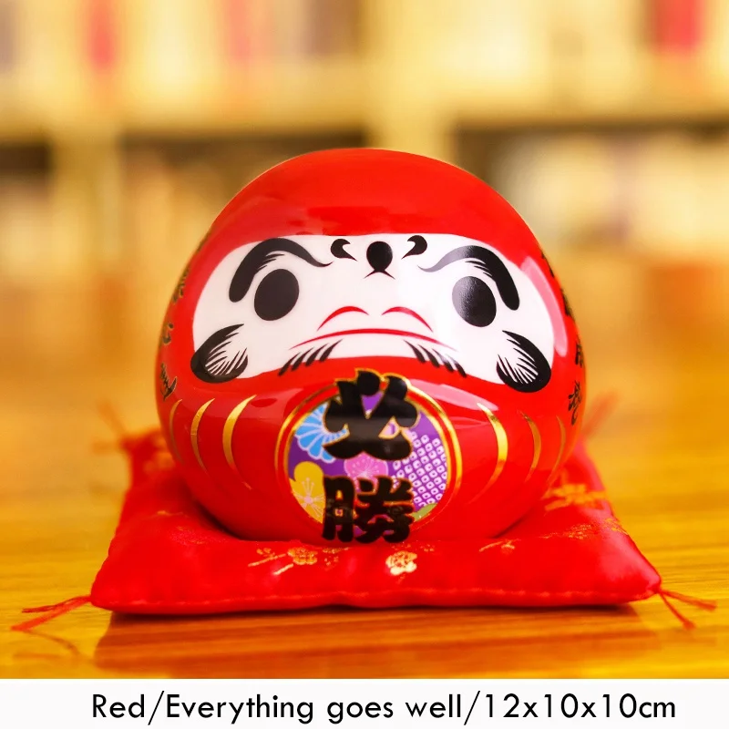 4,5 дюймов Maneki Neko Daruma орнамент керамическая статуя кота подарок для украшения дома фэн-шуй копилка - Цвет: Red