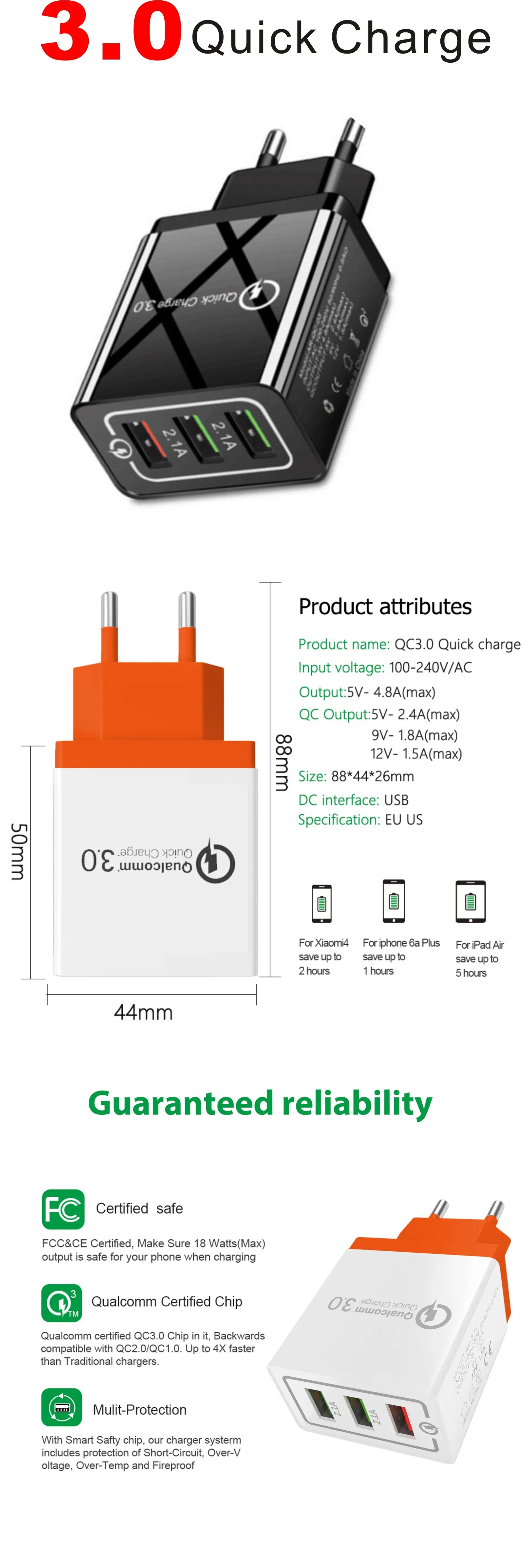 HXB 48 Вт Быстрая зарядка 4 порта USB зарядное устройство QC3.0 настенный адаптер Портативная зарядка мобильного телефона зарядное устройство для iPhone samsung Xiaomi
