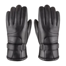 Мужские и женские зимние черные перчатки из искусственной кожи с бархатной подкладкой, перчатки для сенсорного экрана, мужские утепленные нескользящие перчатки для пешего туризма, катания на лыжах