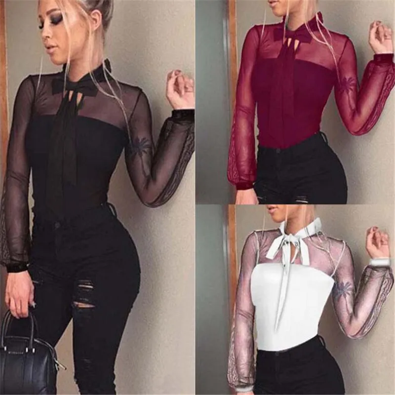 ¡Novedad de 2020! Body de encaje negro de manga larga para mujer, leotardo elástico para mujer