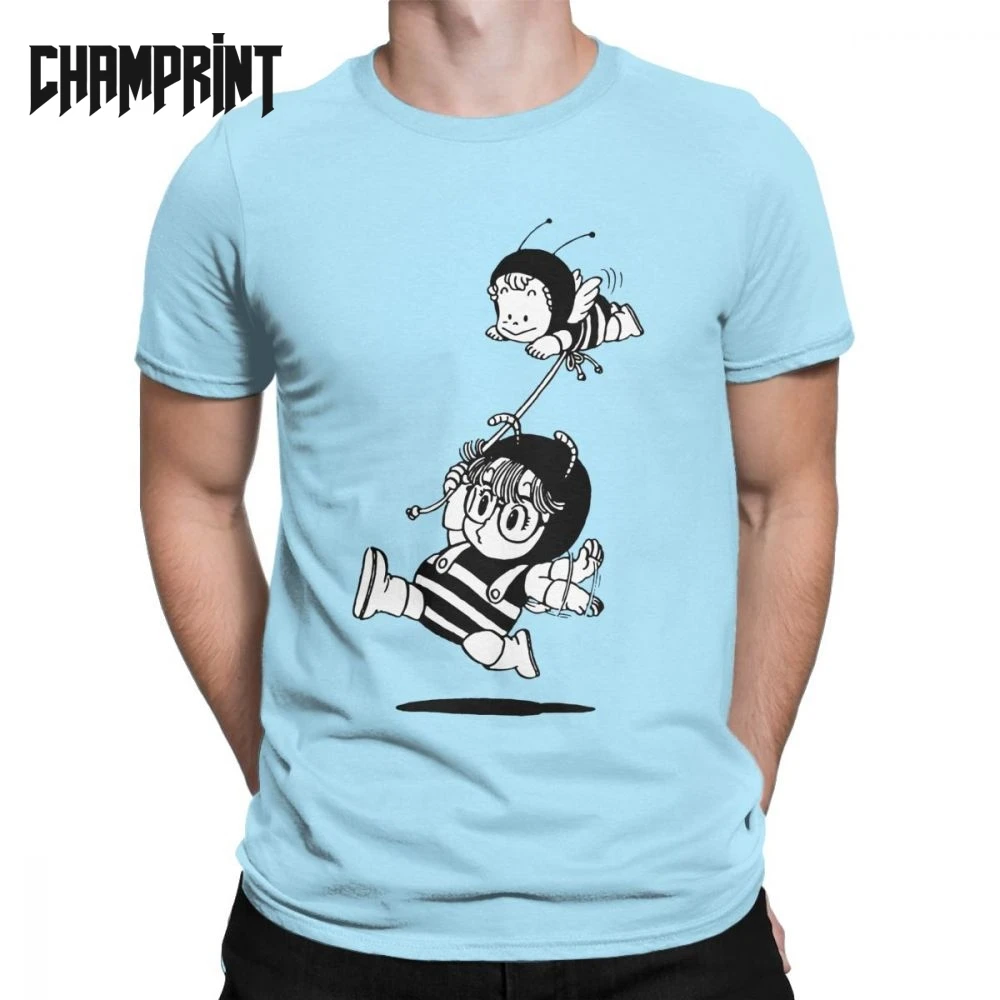 

Arale Gachan Bees T-Shirts Men Dr Slump Toriyama Anime Manga 90s Cute Robot 80s 100% Cotton Tees Short Sleeve T Shirt Plus Size