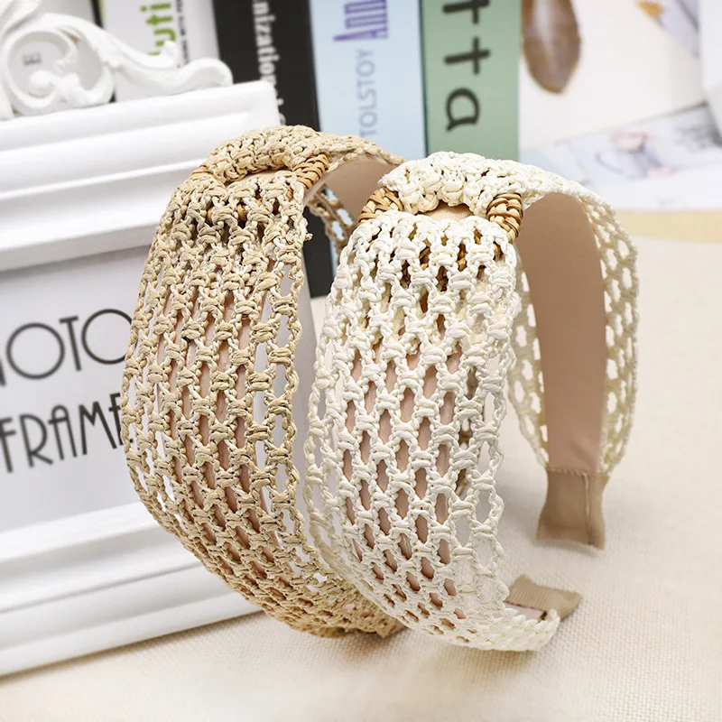 

2019 South Korea Dongdaemun Graceful Elegant Simple Fashion Straw Hair Bands Online Celebrity Europe And America Weaving Headban