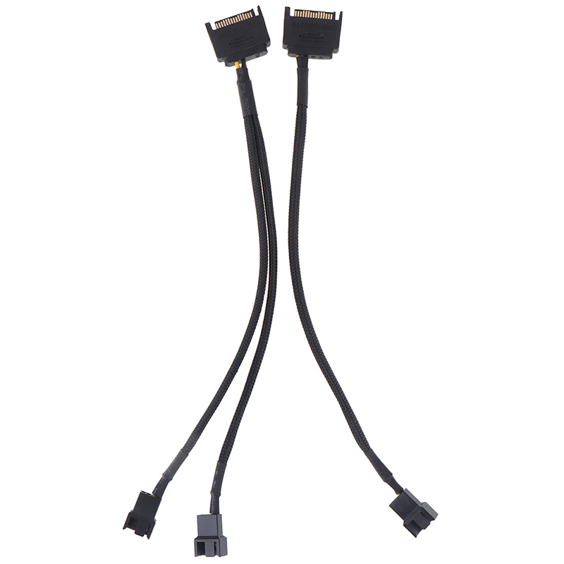 Sleeved SATA 15Pin to 2 Way 3Pin 4Pin Fan Power Adapter Extension Cable Wire Cord Useful 5