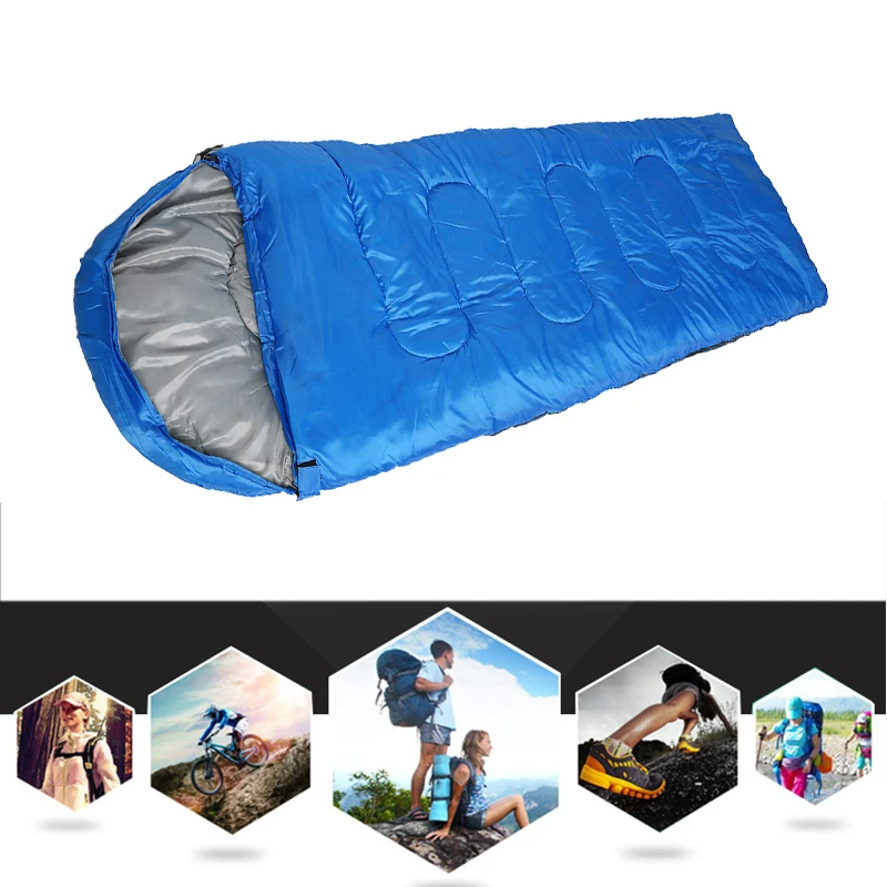 

2.4 kg Winter Outdoors Adult Envelope Camping Sleeping Bag with Compression Sack Portable Ultra Light for Hiking Travel with Cap